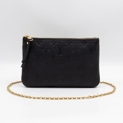 Double Zip Pochette Black Monogram Empreinte
