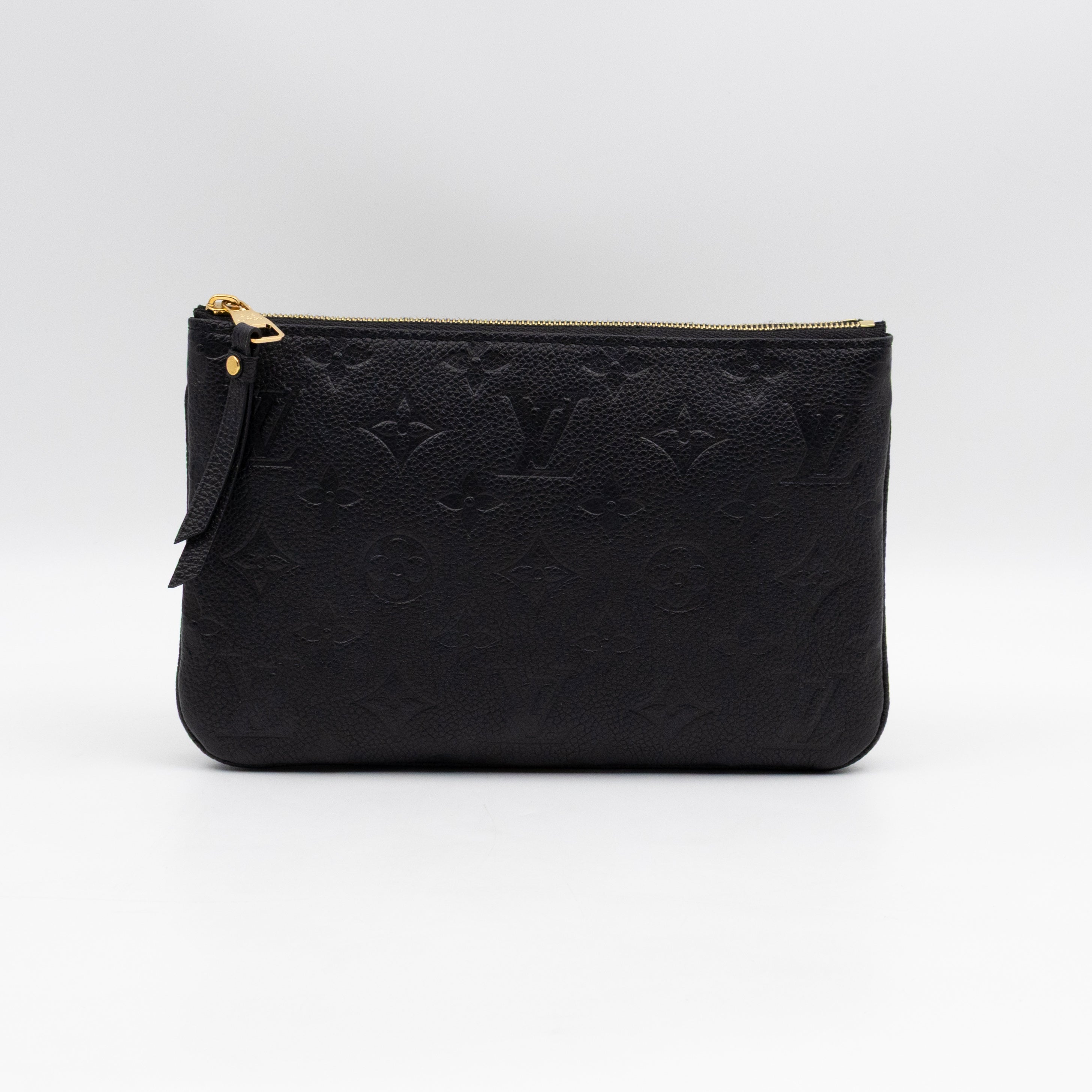 Double Zip Pochette Black Monogram Empreinte