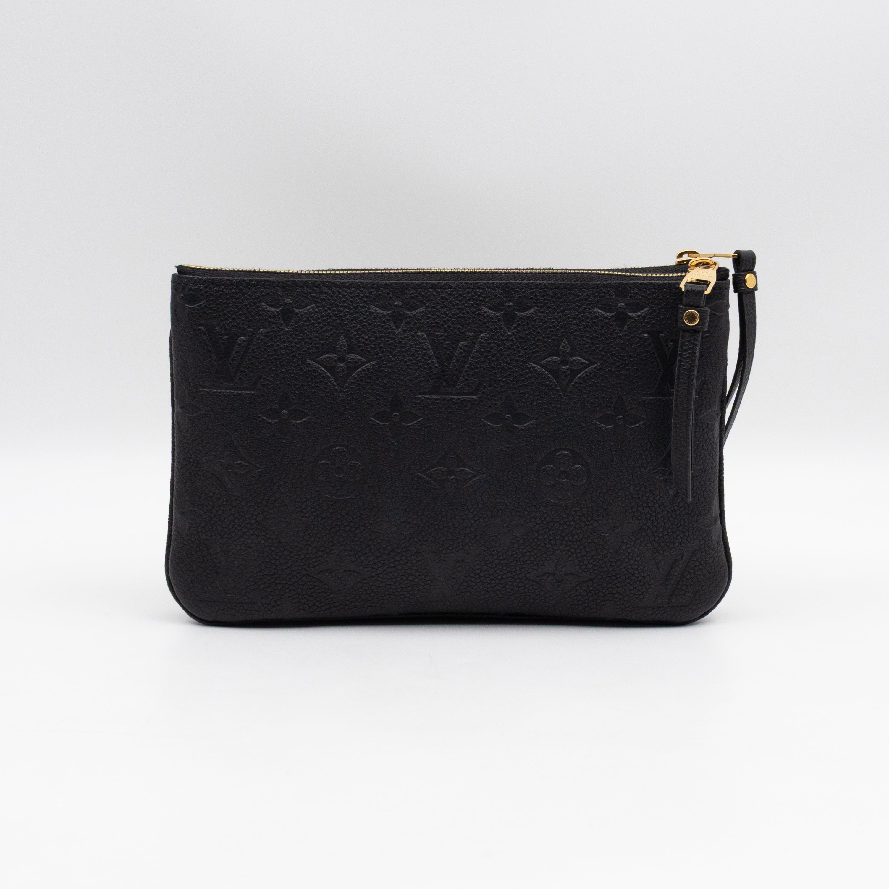 Double Zip Pochette Black Monogram Empreinte