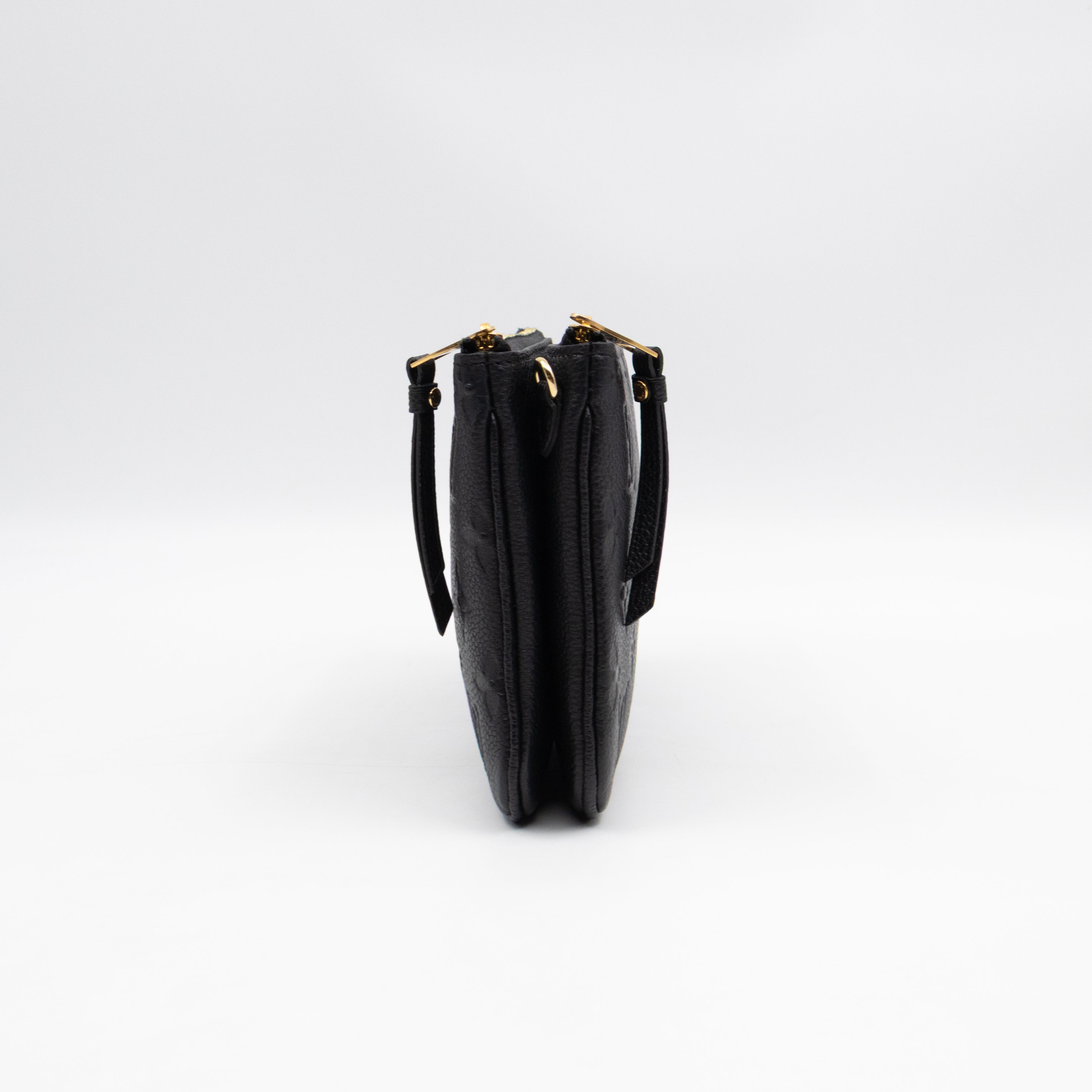 Double Zip Pochette Black Monogram Empreinte