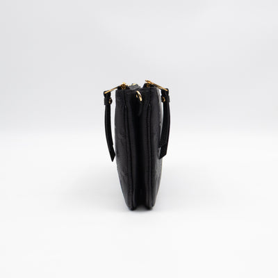 Double Zip Pochette Black Monogram Empreinte