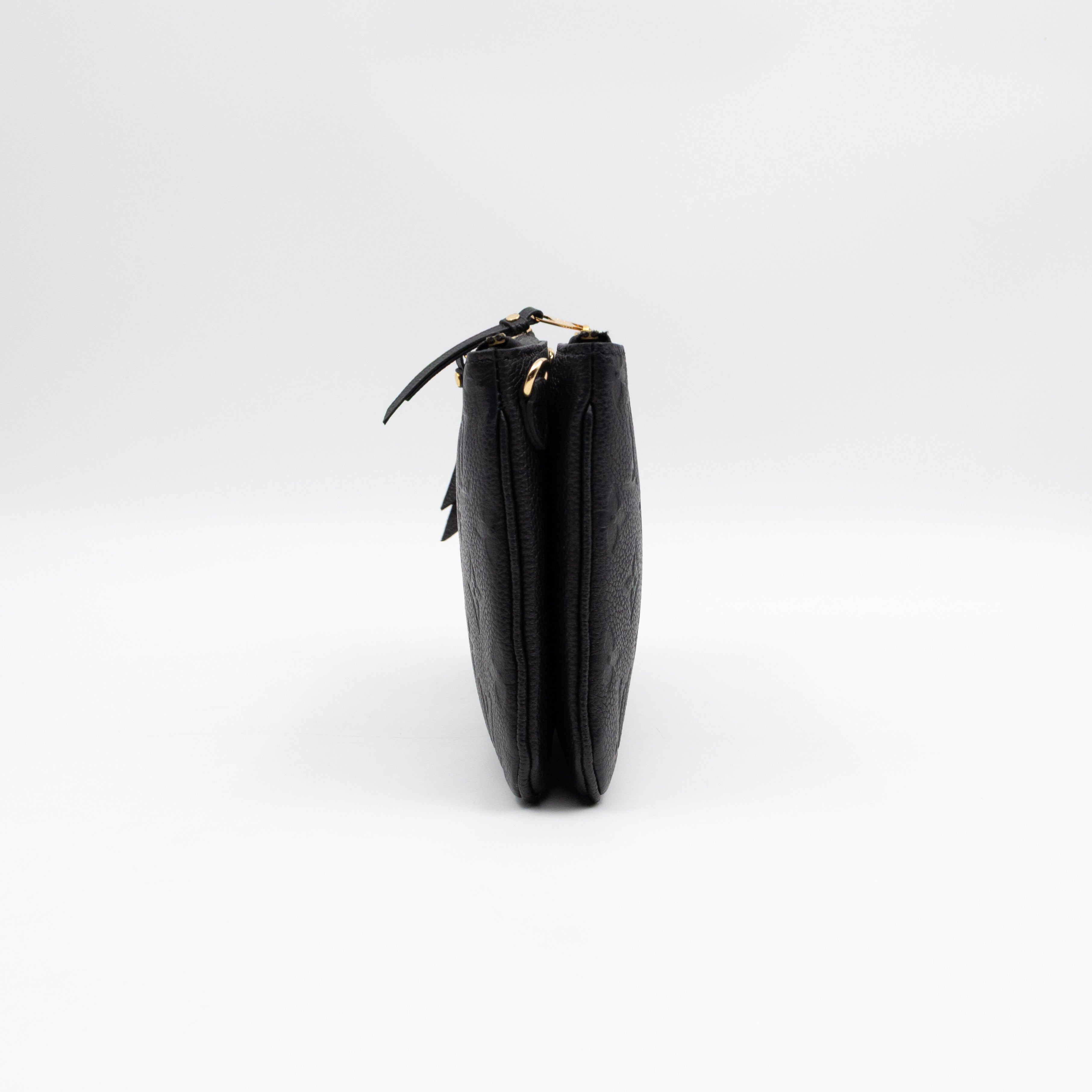 Double Zip Pochette Black Monogram Empreinte