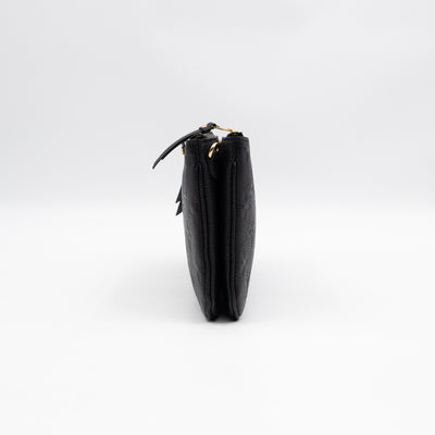 Double Zip Pochette Black Monogram Empreinte