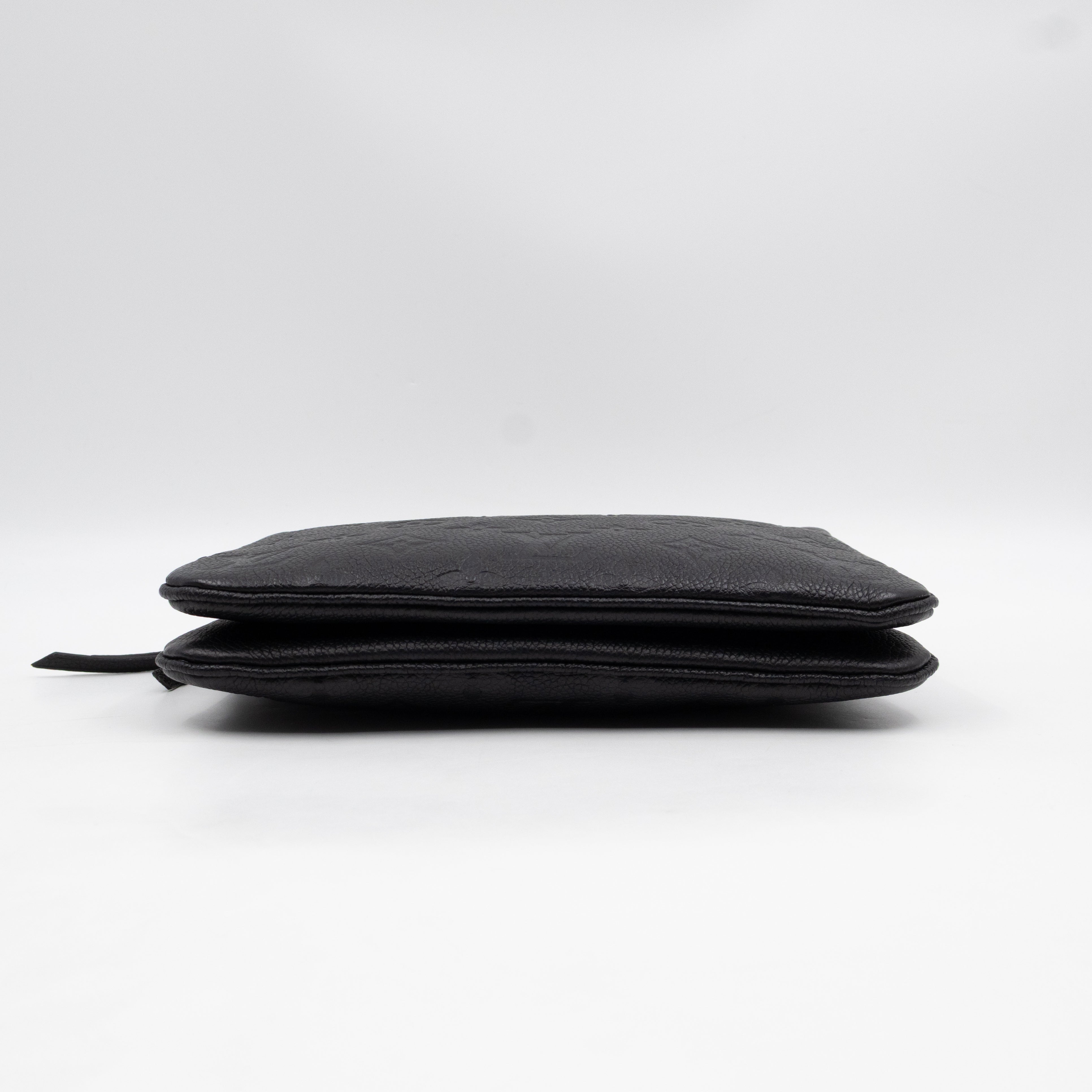 Double Zip Pochette Black Monogram Empreinte