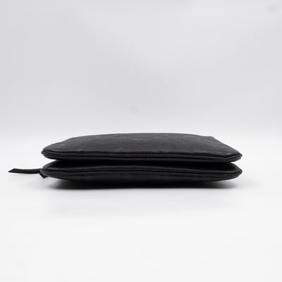 Double Zip Pochette Black Monogram Empreinte