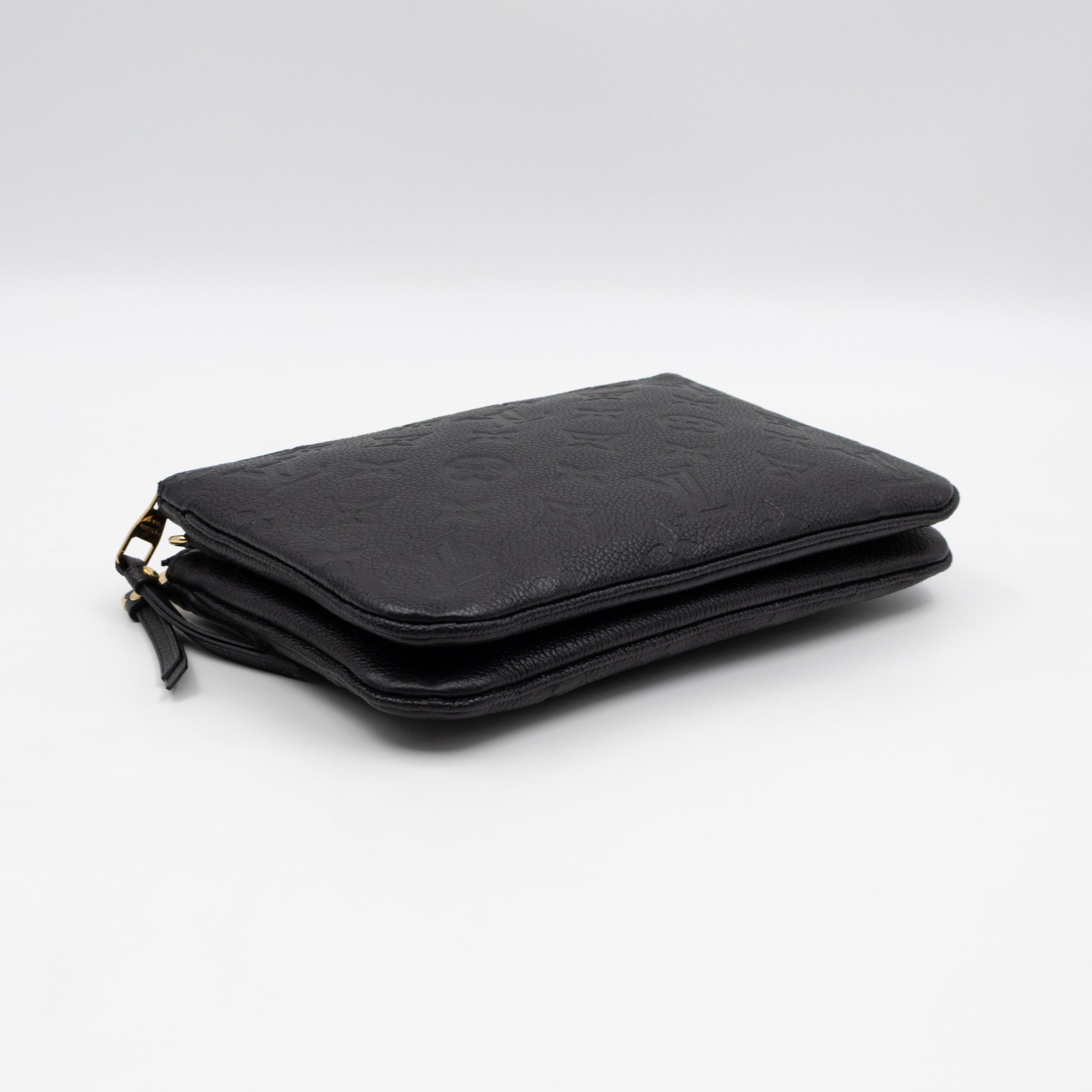 Double Zip Pochette Black Monogram Empreinte