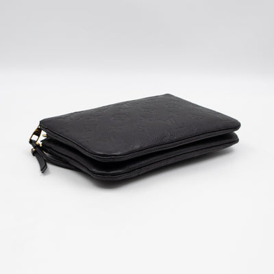Double Zip Pochette Black Monogram Empreinte
