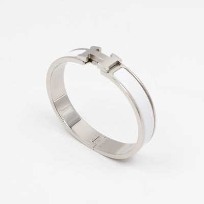 Clic H Bracelet GM White Silver