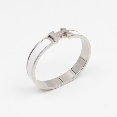 Clic H Bracelet GM White Silver