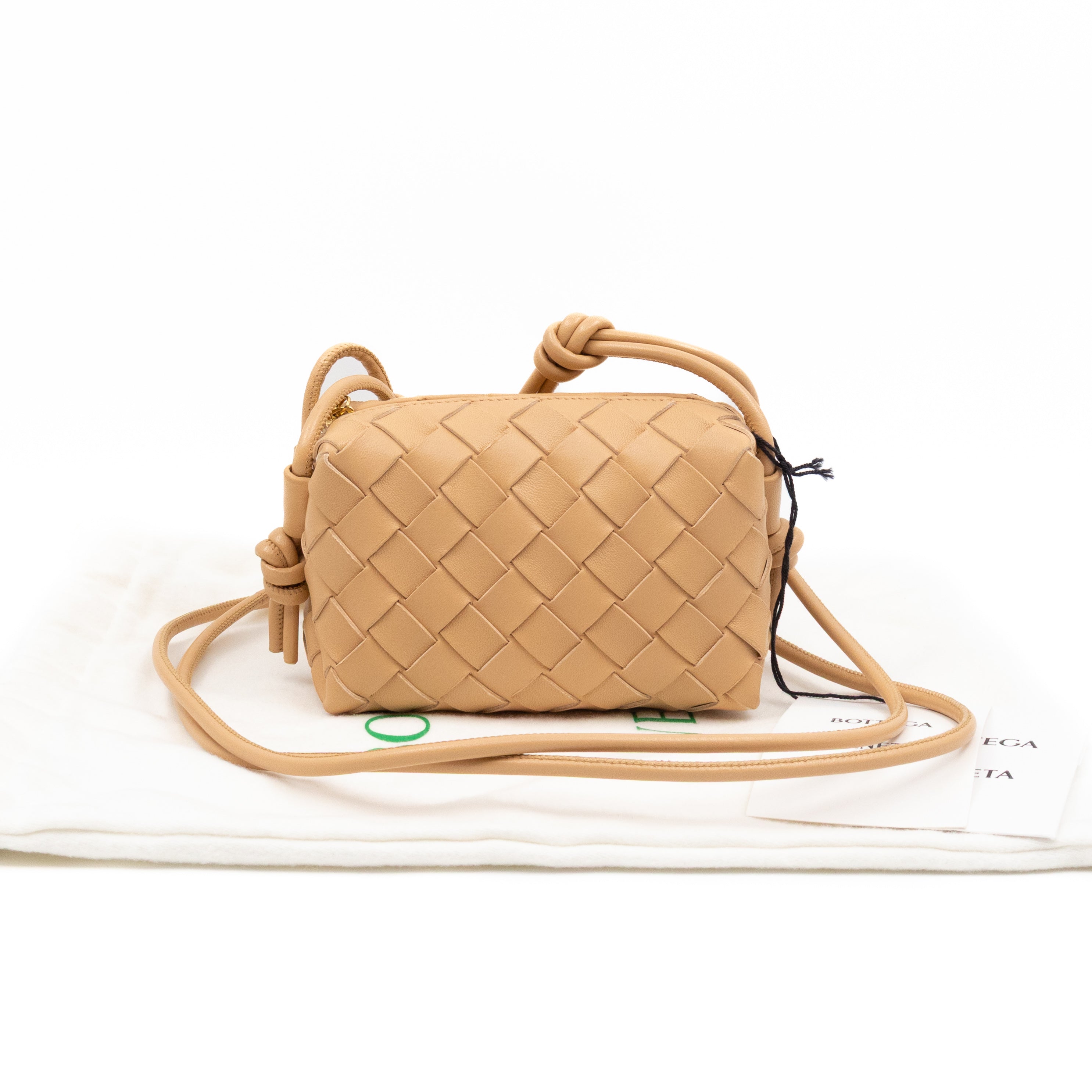 Candy Loop Bag Almond Intrecciato Leather