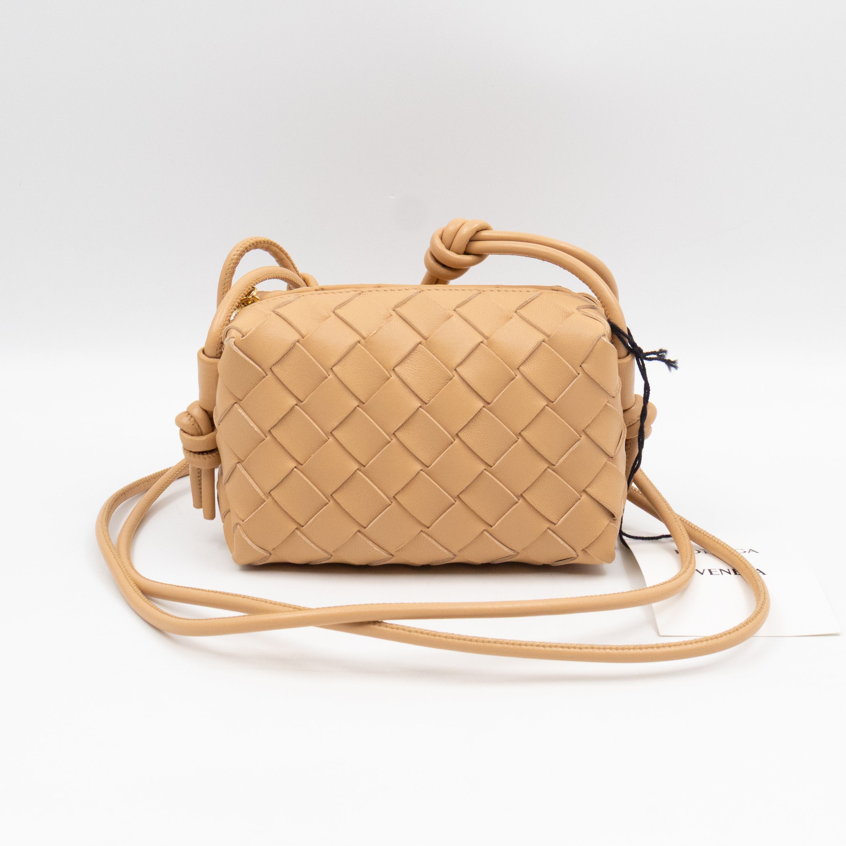 Candy Loop Bag Almond Intrecciato Leather