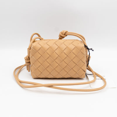 Candy Loop Bag Almond Intrecciato Leather
