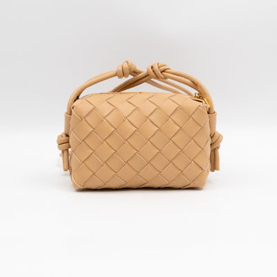 Candy Loop Bag Almond Intrecciato Leather