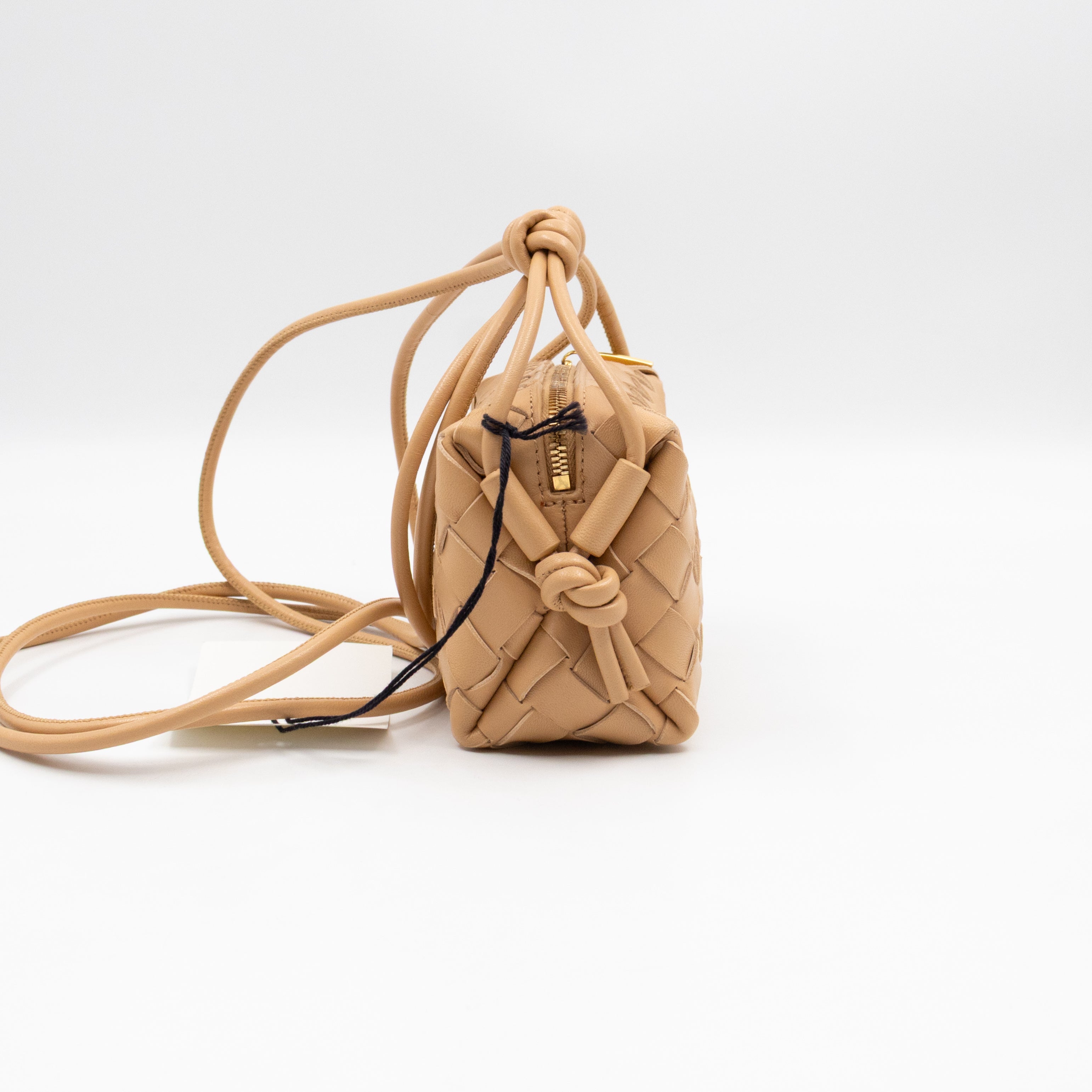 Candy Loop Bag Almond Intrecciato Leather