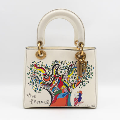 Lady Dior Medium Niki de Saint Phalle Off White Leather