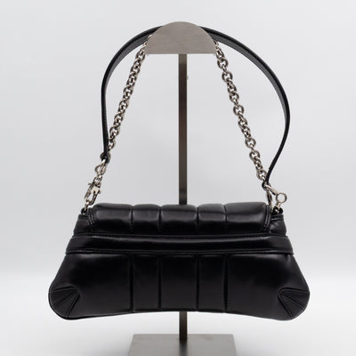 Horsebit Chain Small Shoulder Bag Black Quilted Lambskin Leather