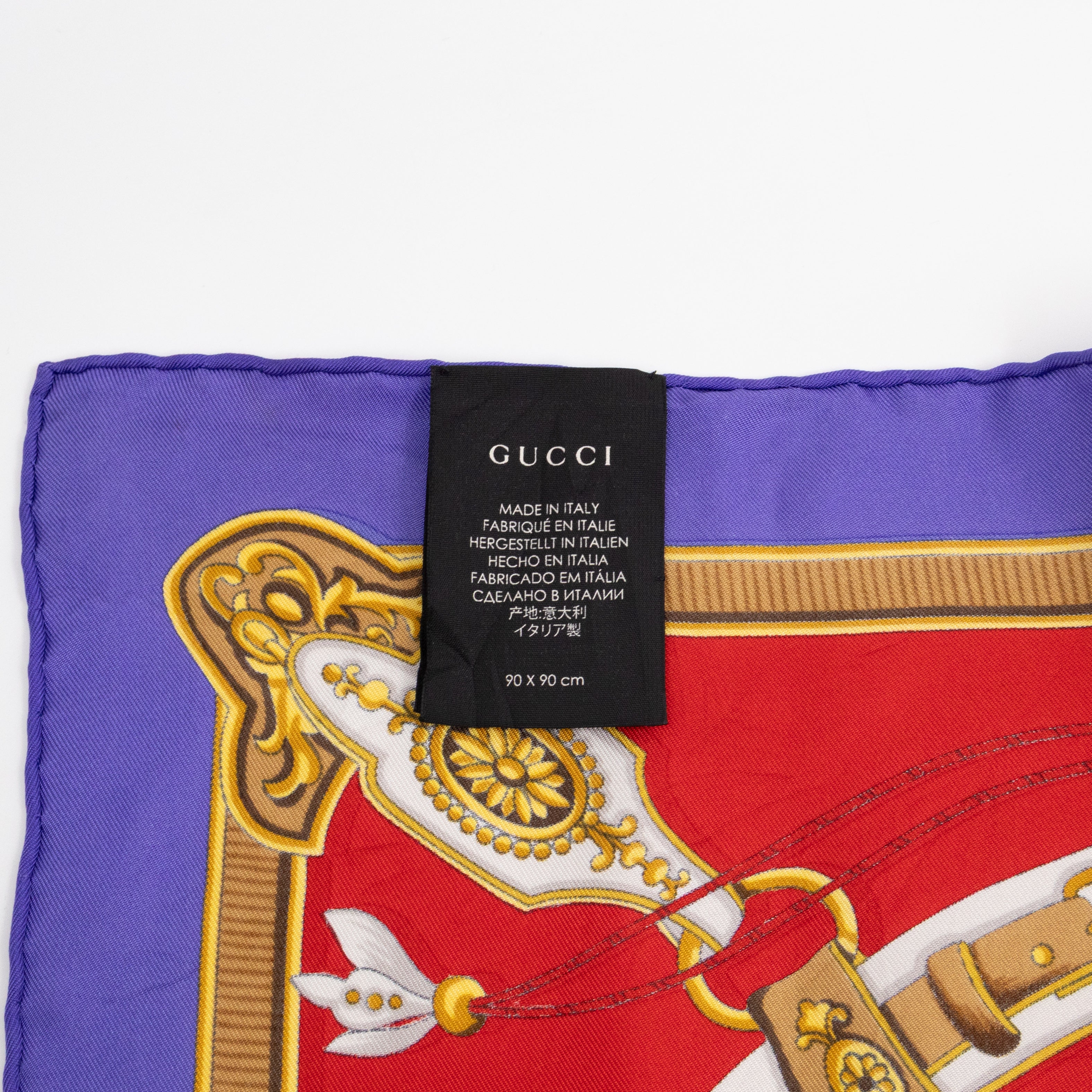 Silk Scarf 90 Flying Ducks Red & Purple