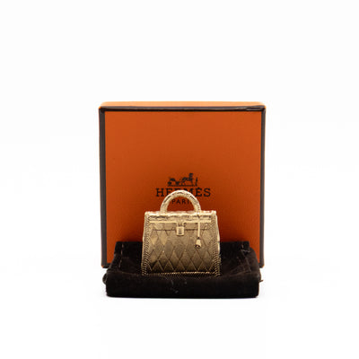 Curiosite Kelly Bag Charm Pendant Permabrass Plated Gold