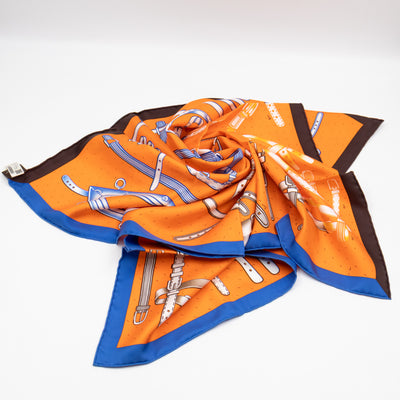 Silk Scarf 90 Harnais De Timon Orange
