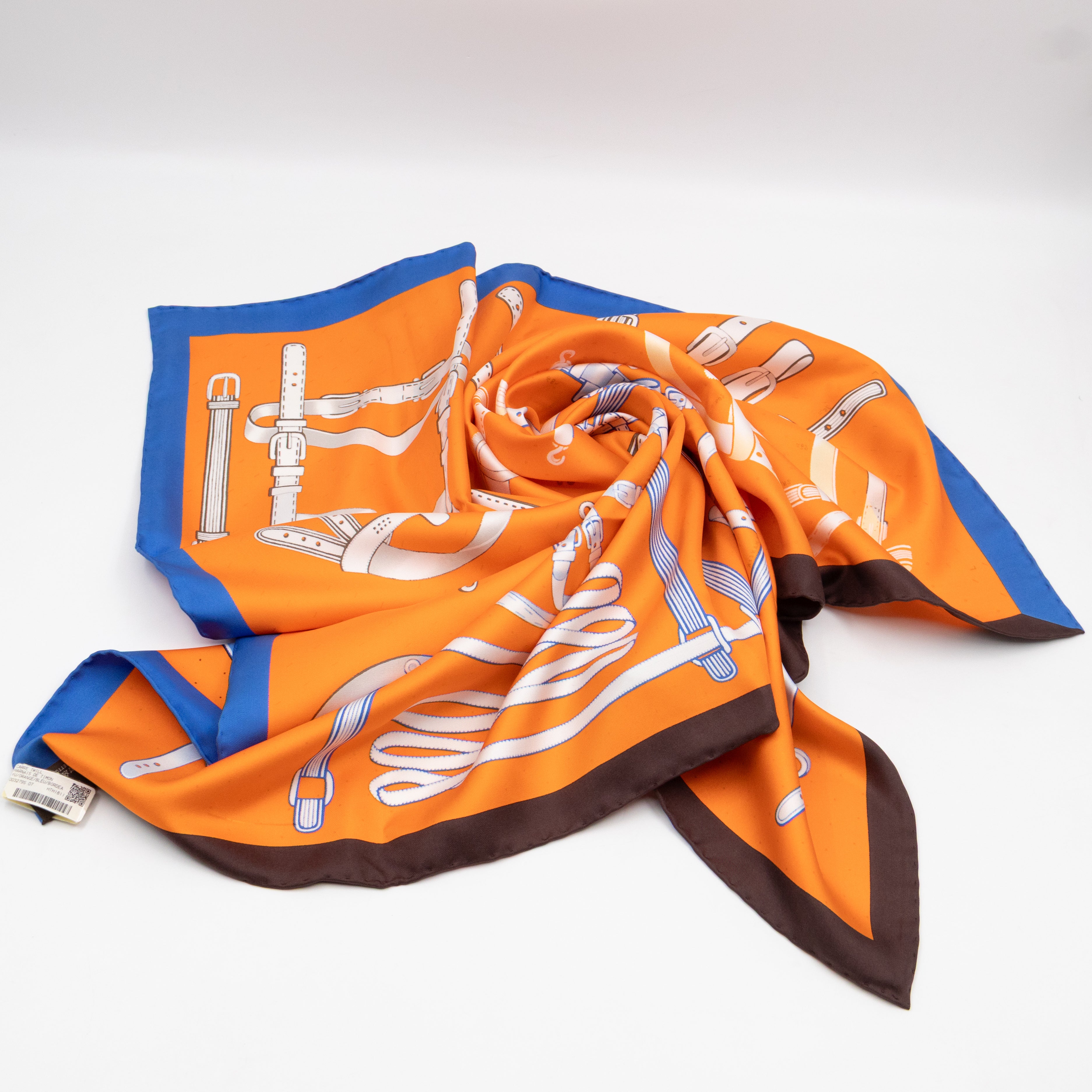 Silk Scarf 90 Harnais De Timon Orange