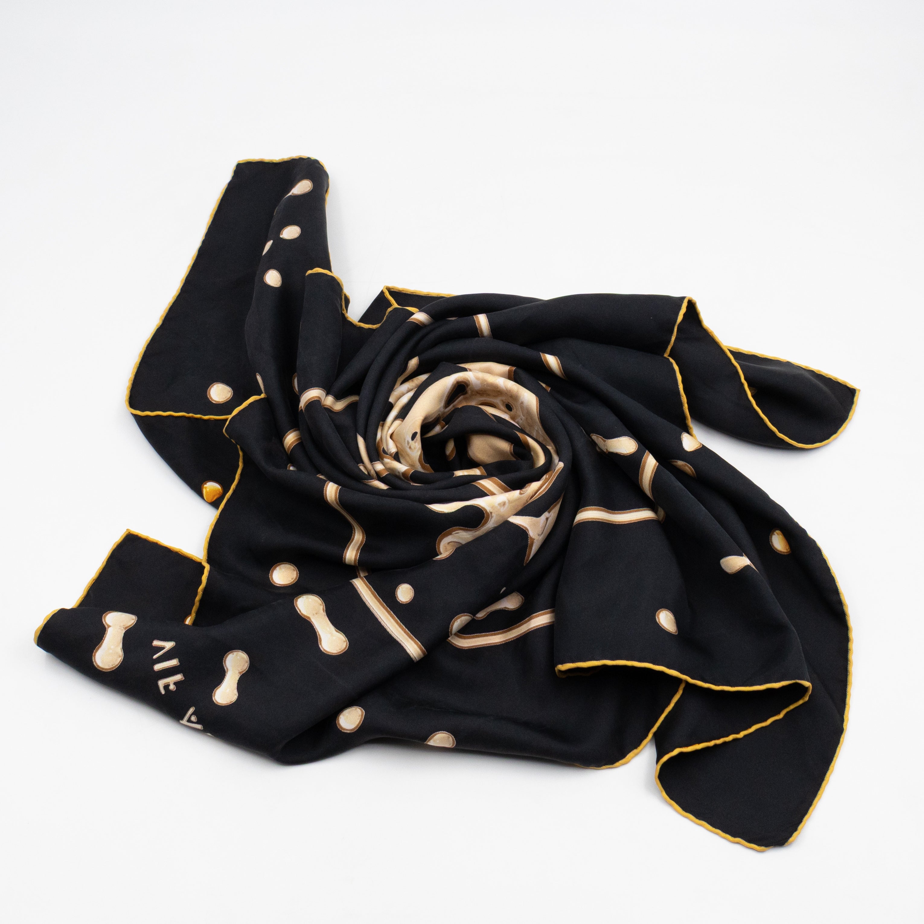 Silk Scarf 90 Vif Argent Black & Gold