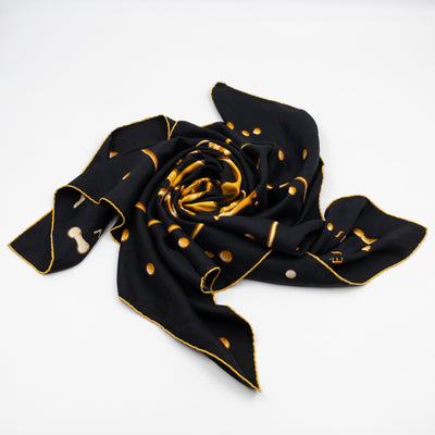 Silk Scarf 90 Vif Argent Black & Gold