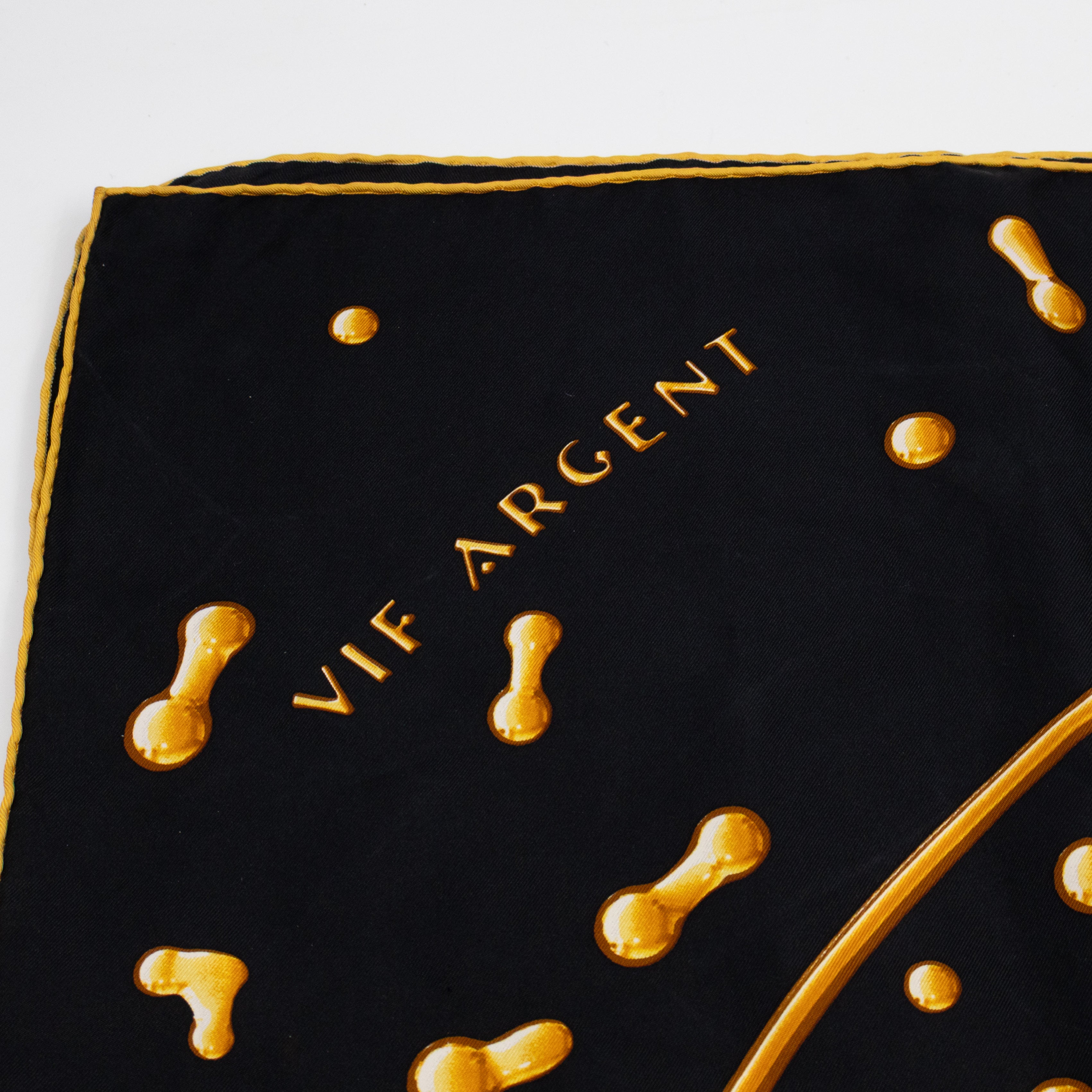 Silk Scarf 90 Vif Argent Black & Gold