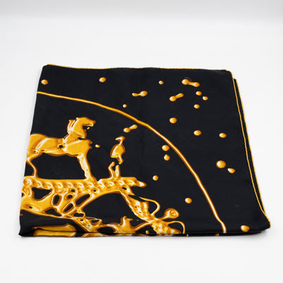 Silk Scarf 90 Vif Argent Black & Gold