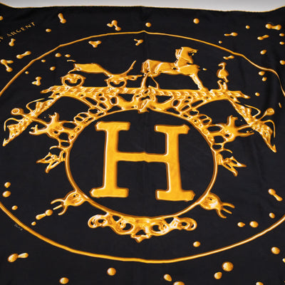 Silk Scarf 90 Vif Argent Black & Gold