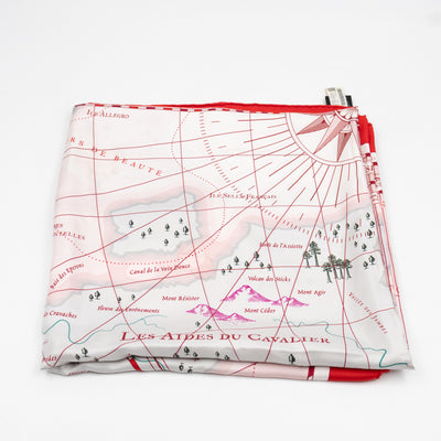 Carre Geant Silk Scarf 140 Planisphere d'un Monde Equestre Rose