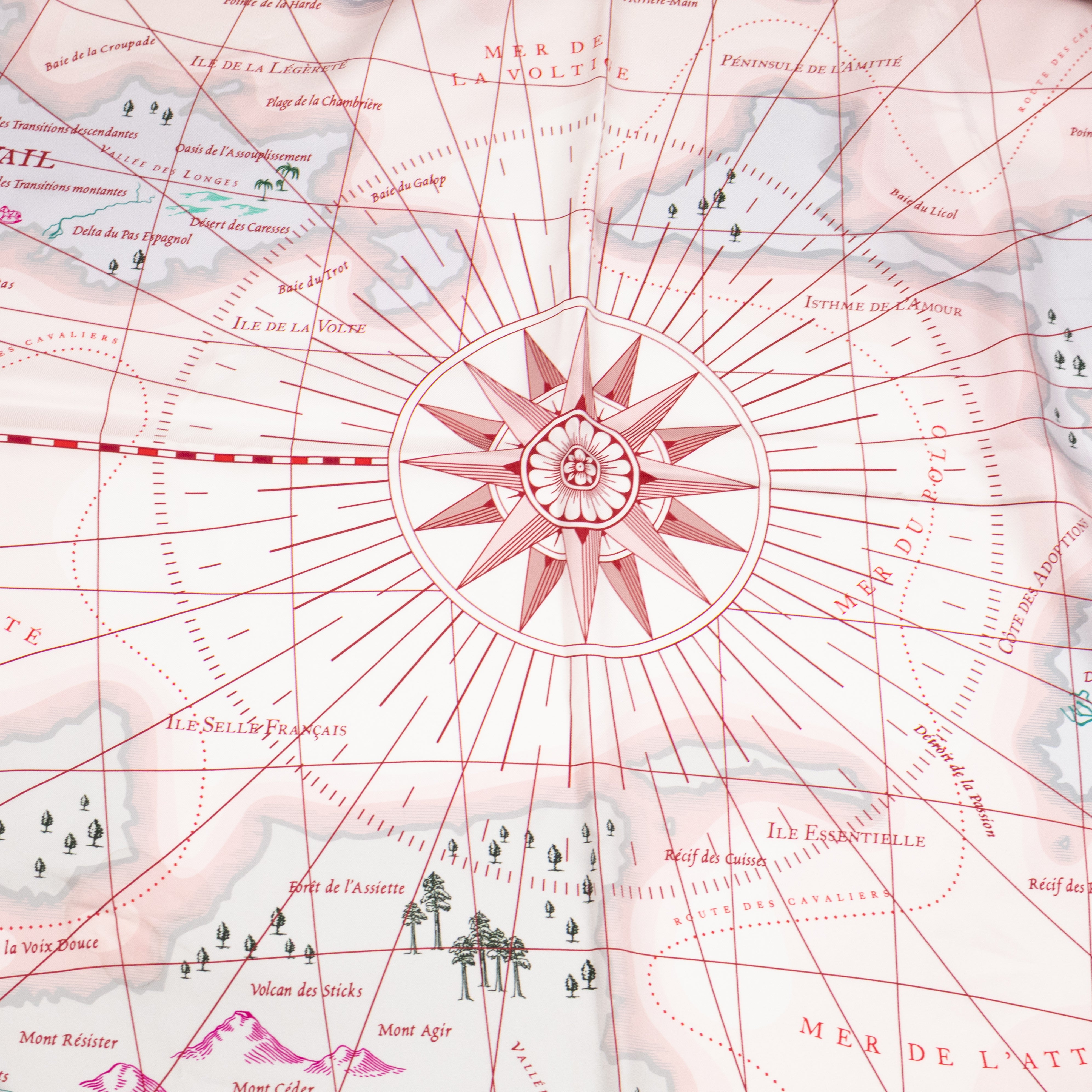 Carre Geant Silk Scarf 140 Planisphere d'un Monde Equestre Rose