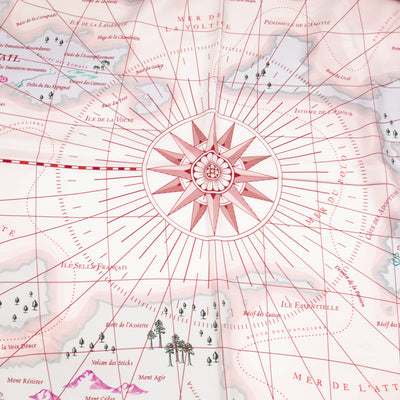 Carre Geant Silk Scarf 140 Planisphere d'un Monde Equestre Rose