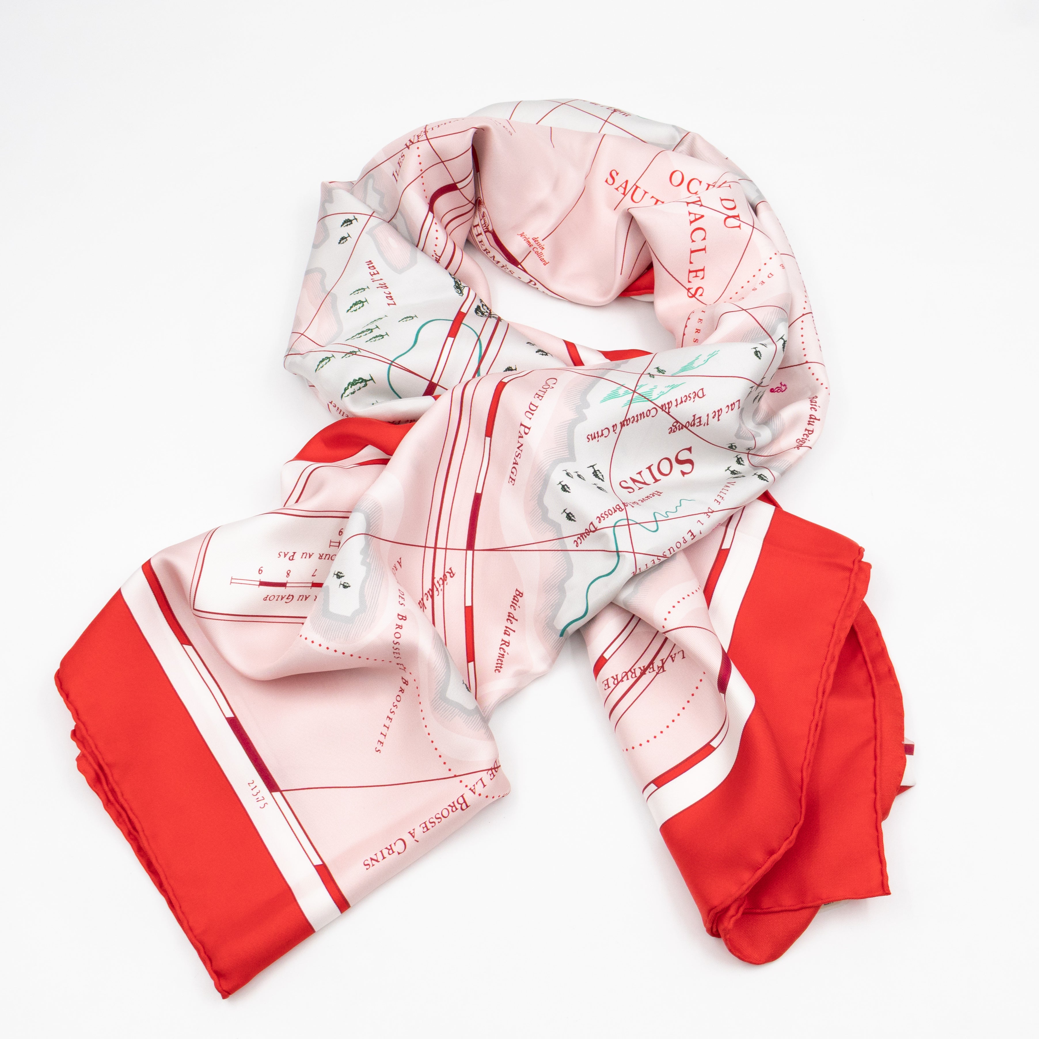 Carre Geant Silk Scarf 140 Planisphere d'un Monde Equestre Rose