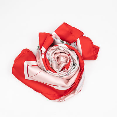 Carre Geant Silk Scarf 140 Planisphere d'un Monde Equestre Rose