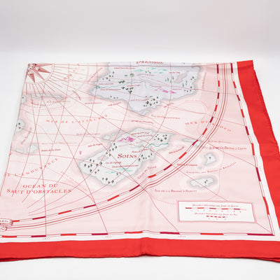 Carre Geant Silk Scarf 140 Planisphere d'un Monde Equestre Rose