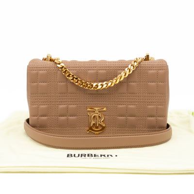Small Lola Crossbody Bag Nude Quilted Leather