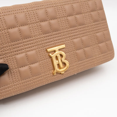 Small Lola Crossbody Bag Nude Quilted Leather