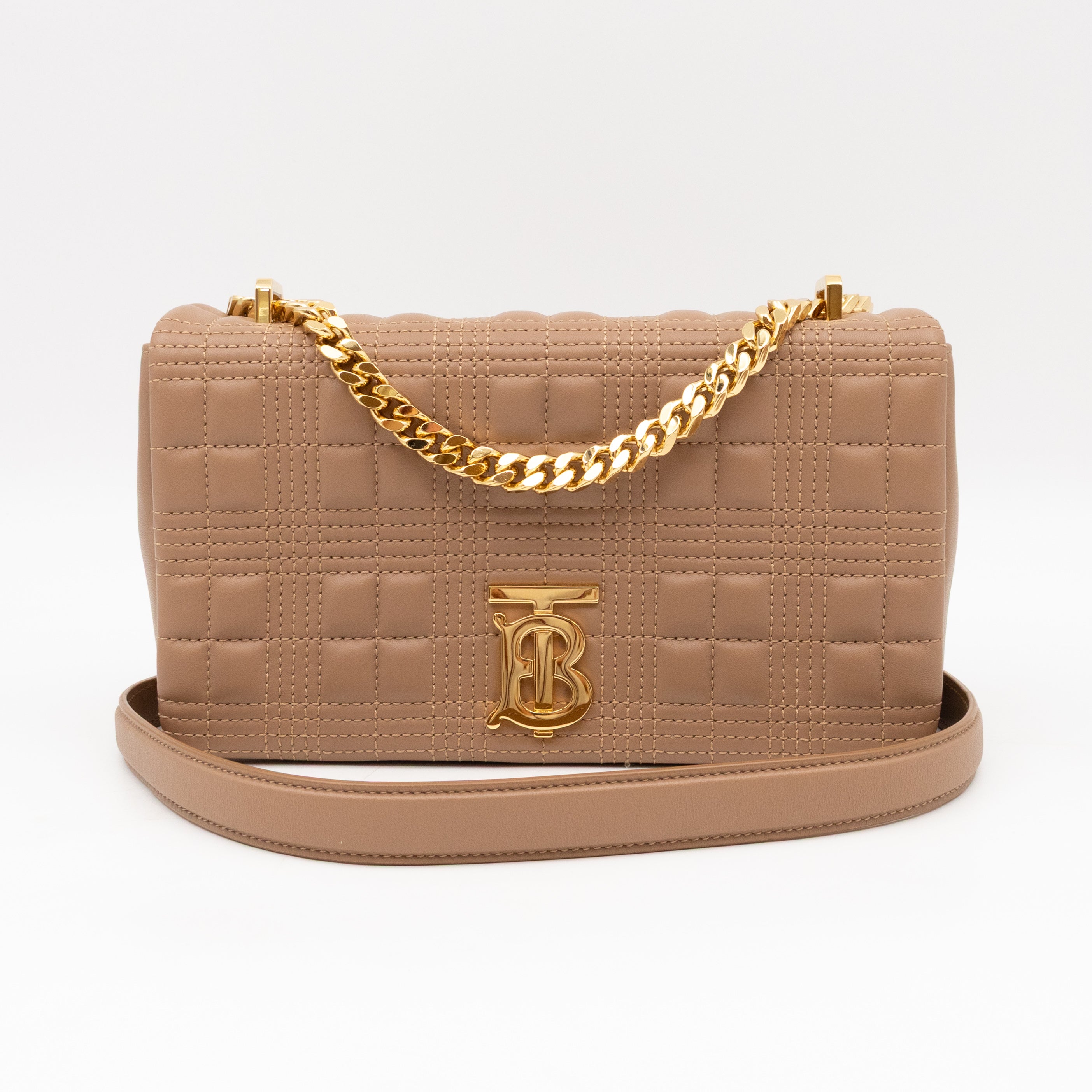 Small Lola Crossbody Bag Nude Quilted Leather