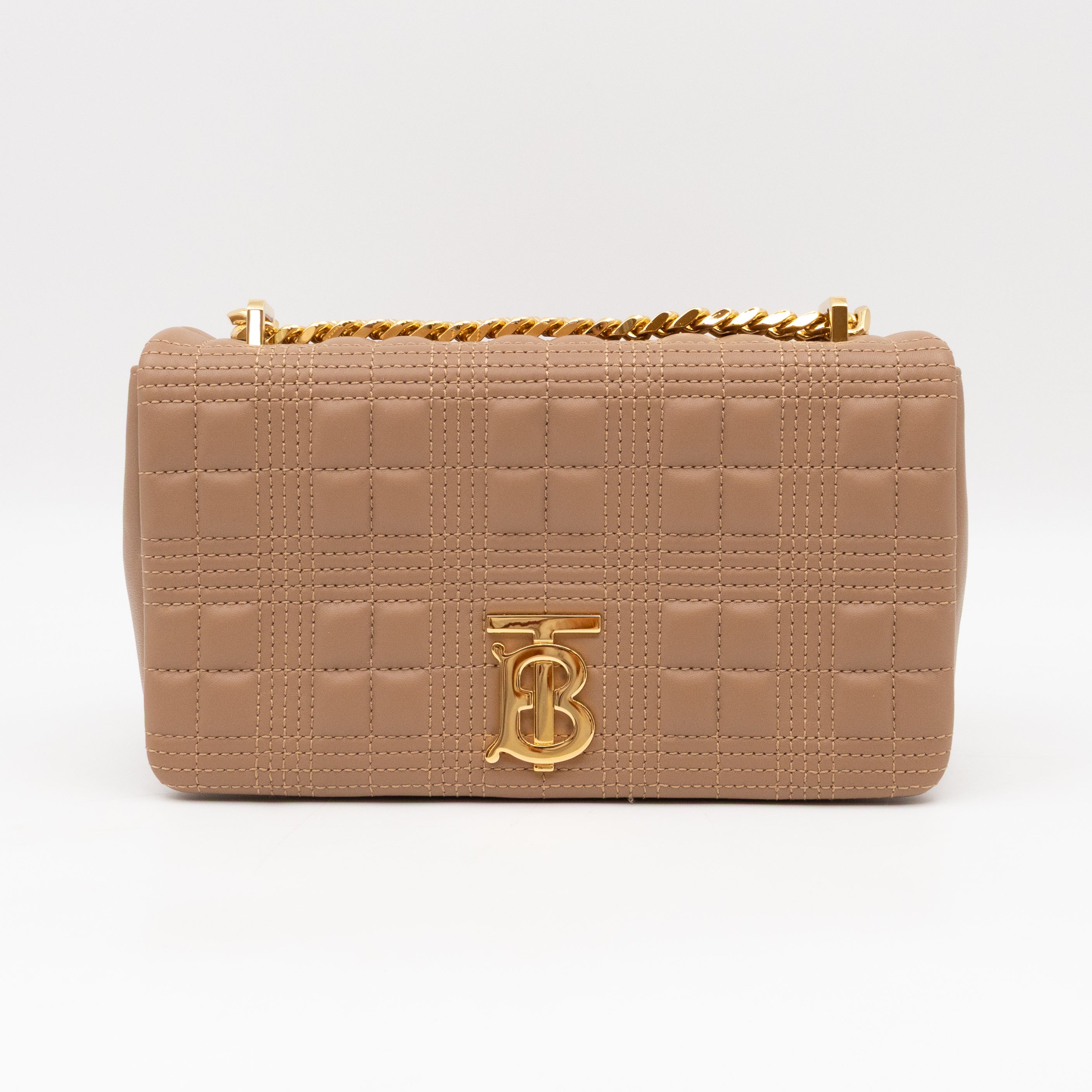 Small Lola Crossbody Bag Nude Quilted Leather