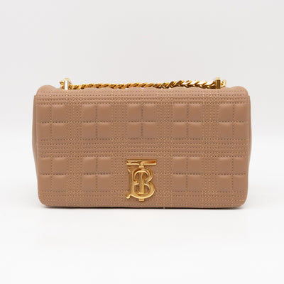 Small Lola Crossbody Bag Nude Quilted Leather