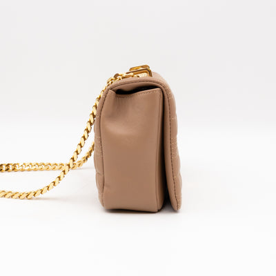 Small Lola Crossbody Bag Nude Quilted Leather