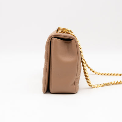 Small Lola Crossbody Bag Nude Quilted Leather