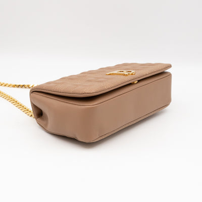 Small Lola Crossbody Bag Nude Quilted Leather
