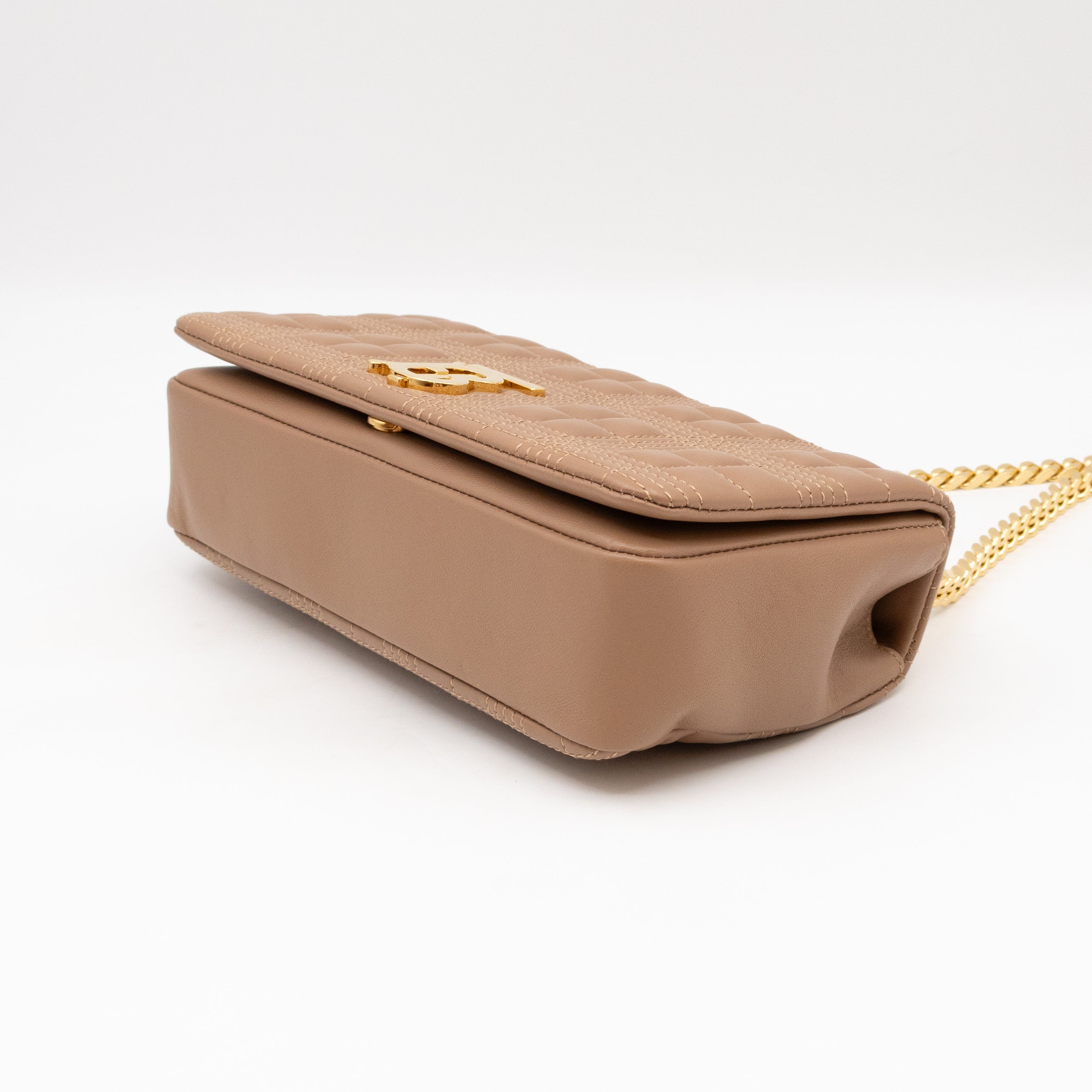 Small Lola Crossbody Bag Nude Quilted Leather