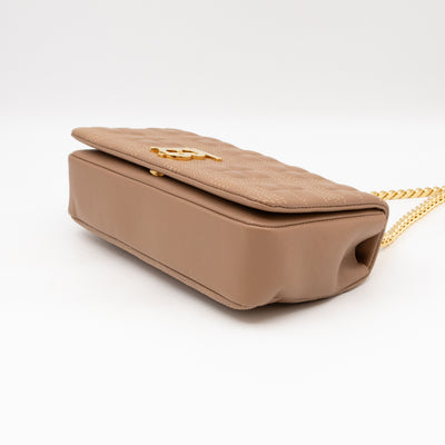 Small Lola Crossbody Bag Nude Quilted Leather