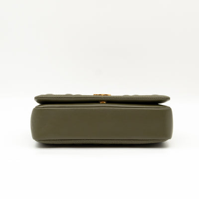 Small Lola Crossbody Bag Green Quilted Leather