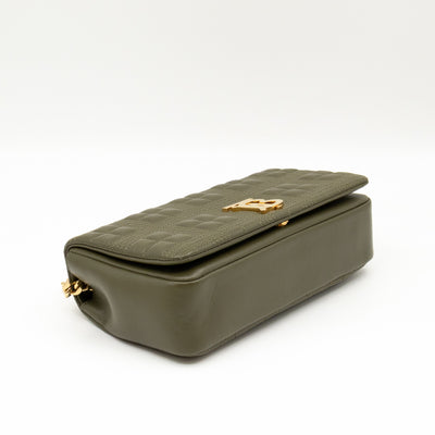Small Lola Crossbody Bag Green Quilted Leather
