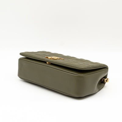 Small Lola Crossbody Bag Green Quilted Leather