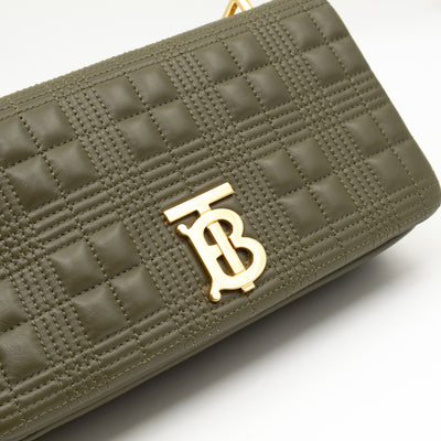 Small Lola Crossbody Bag Green Quilted Leather