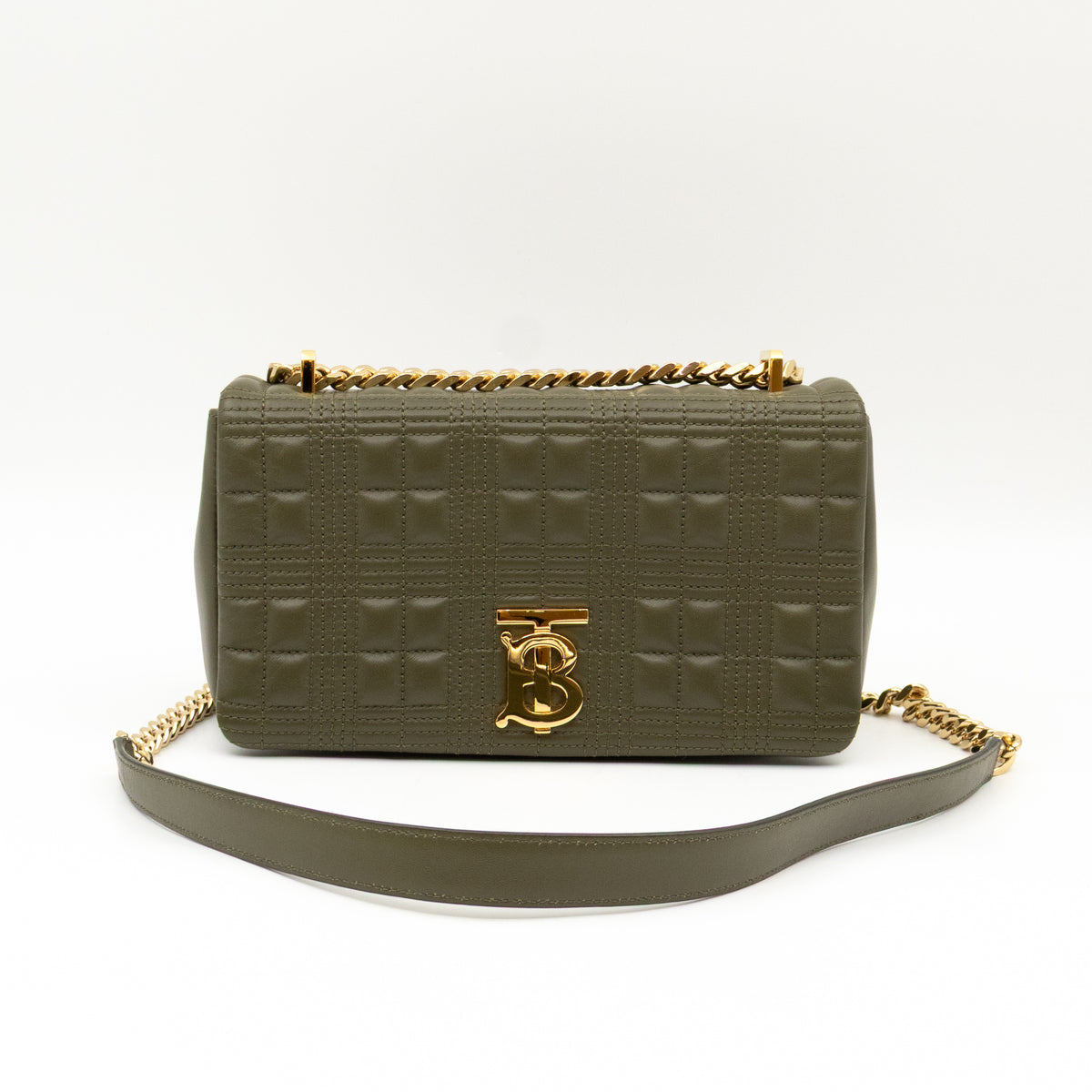 Small Lola Crossbody Bag Green Quilted Leather